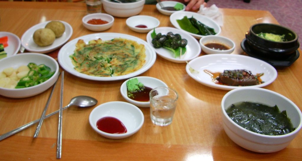 A selection of Korean food on a table